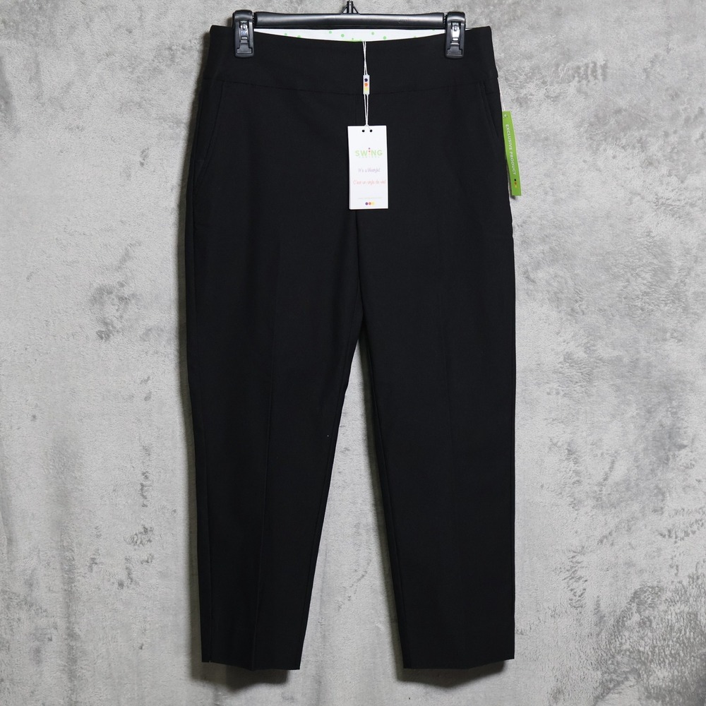 Swing Control Golf Pants Womens 8 Black Pull-On Stretch Ankle Trousers Preppy